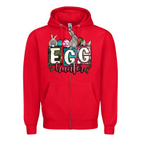 Red Easter egg hunter Zipper Hoodie - OliviaCreatesArt