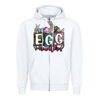 White Easter egg hunter Zipper Hoodie - OliviaCreatesArt