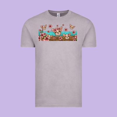Floral Chihuahua Dogs Vintage Tee Designed By Jasminsmagicworld