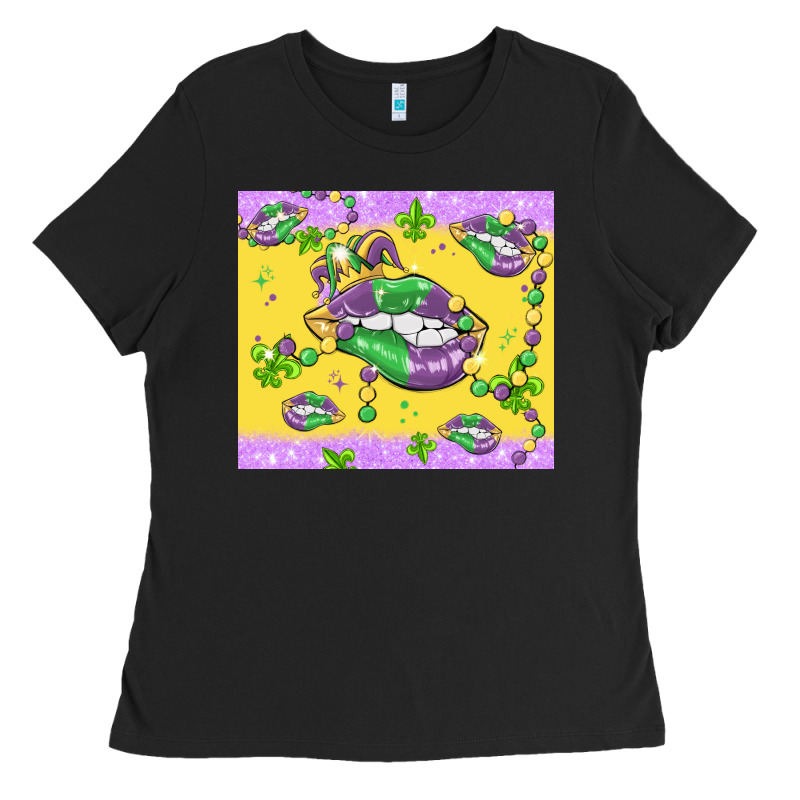 Mardi Gras Lips Ladies Tee by MaliasSmallBusiness | Teevron