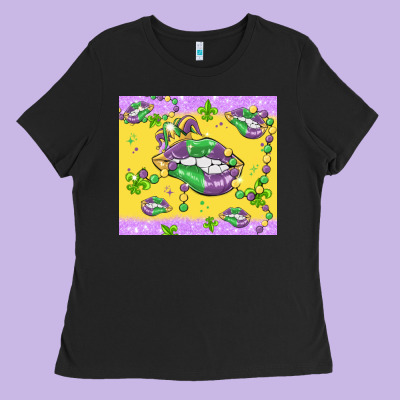 Mardi Gras Lips Ladies Tee Designed By Maliassmallbusiness