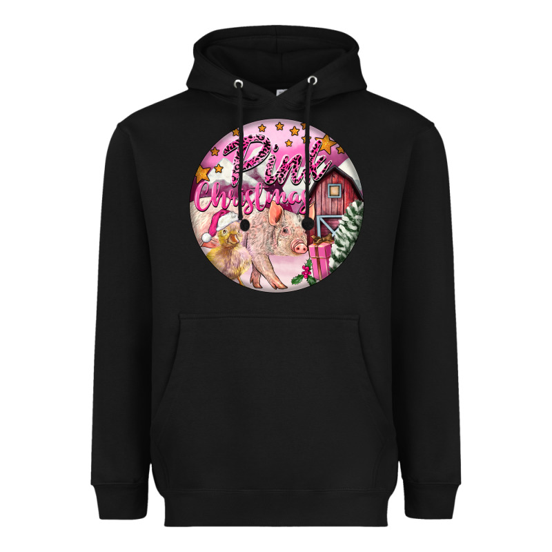 Pink Christmas Pig Heavyweight Hoodie by FaDigitalArtStudio | Teevron