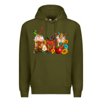Army Green Teacher Coffee Cups Premium Hoodie - FaDigitalArtStudio