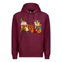 Burgundy Teacher Coffee Cups Premium Hoodie - FaDigitalArtStudio