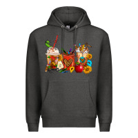 Charcoal Heather Teacher Coffee Cups Premium Hoodie - FaDigitalArtStudio