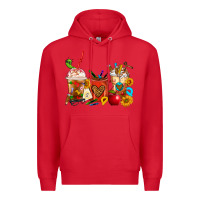 Red Teacher Coffee Cups Premium Hoodie - FaDigitalArtStudio