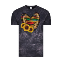 Cloud Black Sunflower Fall Heart Vintage Tee - RanaPortraitStore