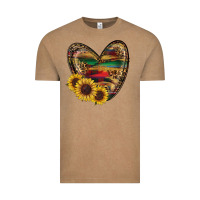 Vintage Coffee Sunflower Fall Heart Vintage Tee - RanaPortraitStore