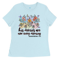 Baby Blue his mercies are new every morning Ladies Tee - MaliasSmallBusiness