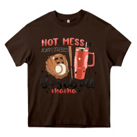 Chocolate Brown hot mess always stressed baseball mama stanley cup Heavy Core Tee - MaliasSmallBusiness