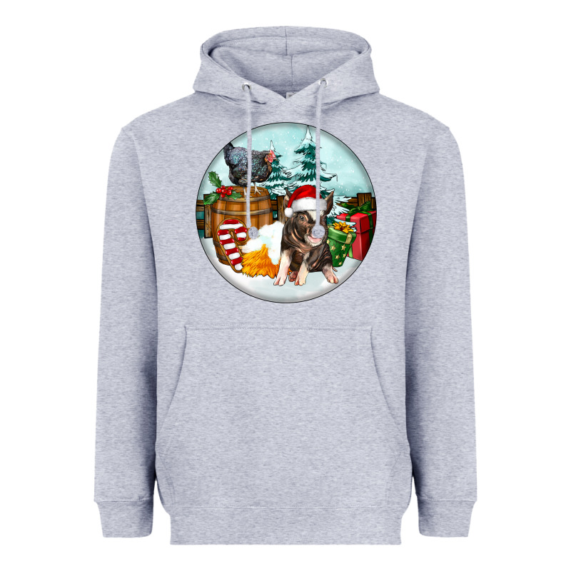 Christmas Pig With Chicken Heavyweight Hoodie by FaDigitalArtStudio | Teevron