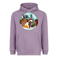 Lavender Christmas Pig With Chicken Heavyweight Hoodie - FaDigitalArtStudio