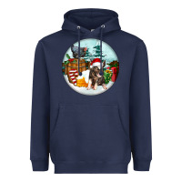 Navy Christmas Pig With Chicken Heavyweight Hoodie - FaDigitalArtStudio