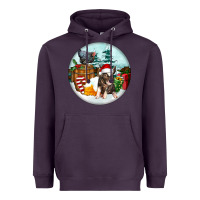 Plum Christmas Pig With Chicken Heavyweight Hoodie - FaDigitalArtStudio