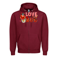 Burgundy Love Bug Zipper Hoodie - FaDigitalArtStudio