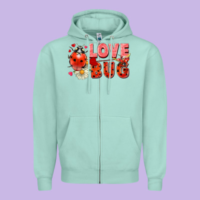 Love Bug Zipper Hoodie Designed By Fadigitalartstudio