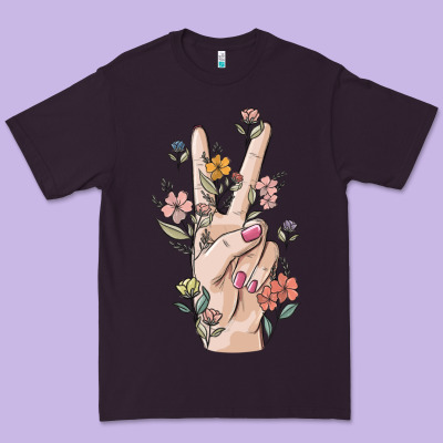 Hand Peace Sign Premium Tee Designed By Maliassmallbusiness