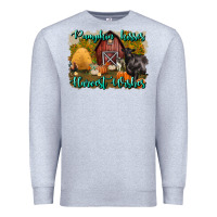 Heather Grey pumpkin kisses harvest wishes Premium Sweatshirt - BundleAndBundleShop