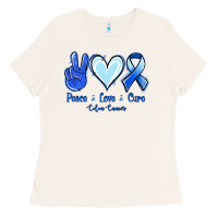 Bone Peace Love Cure Colon Cancer Ladies Tee - Jasminsmagicworld