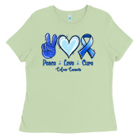 Matcha Peace Love Cure Colon Cancer Ladies Tee - Jasminsmagicworld