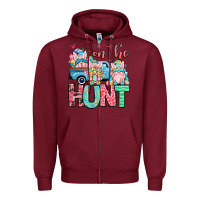 Burgundy Easter gnomes on the hunt Zipper Hoodie - OliviaCreatesArt