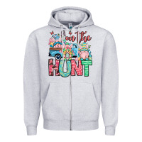 Heather Grey Easter gnomes on the hunt Zipper Hoodie - OliviaCreatesArt