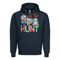 Navy Easter gnomes on the hunt Zipper Hoodie - OliviaCreatesArt