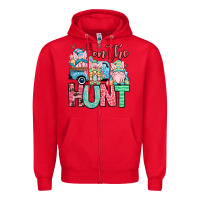 Red Easter gnomes on the hunt Zipper Hoodie - OliviaCreatesArt