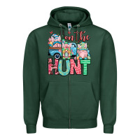 Sports Green Easter gnomes on the hunt Zipper Hoodie - OliviaCreatesArt