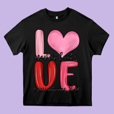 Love Never Fails Valentine S Day Heavy Core Tee Designed By Maliassmallbusiness