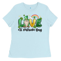 Baby Blue love st. patricks day gnome Ladies Tee - MaliasSmallBusiness