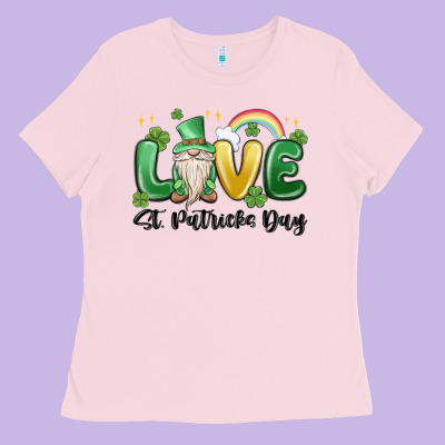 Love St. Patricks Day Gnome Ladies Tee Designed By Maliassmallbusiness