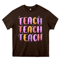 Chocolate Brown teach teach varsity Heavy Core Tee - MaliasSmallBusiness