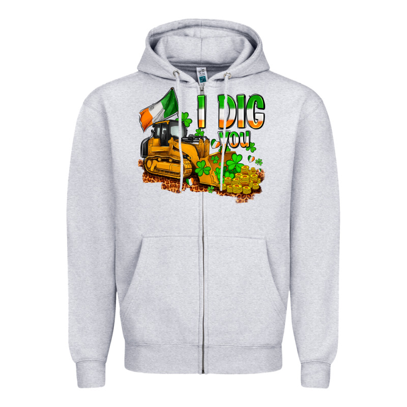 I Dig You St. Patrick's Zipper Hoodie by OliviaCreatesArt | Teevron