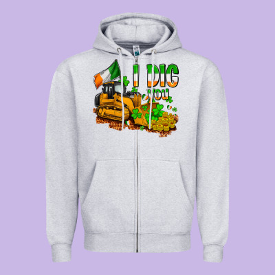 I Dig You St. Patrick's Zipper Hoodie Designed By Oliviacreatesart