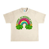 Happy St Patricks Day Rainbow And Shamrock Urban Heavy Tee | Teevron