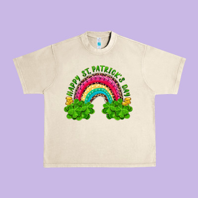 Happy St Patricks Day Rainbow And Shamrock Urban Heavy Tee Designed By Ranaportraitstore