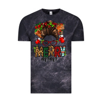 Cloud Black Christmas merry mama messy bun Vintage Tee - Jasminsmagicworld
