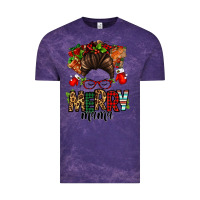 Cloud Purple Christmas merry mama messy bun Vintage Tee - Jasminsmagicworld