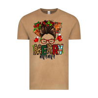 Vintage Camel Christmas merry mama messy bun Vintage Tee - Jasminsmagicworld