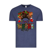 Vintage Denim Christmas merry mama messy bun Vintage Tee - Jasminsmagicworld