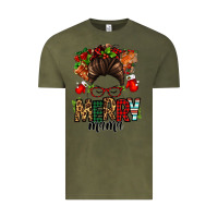 Vintage Olive Christmas merry mama messy bun Vintage Tee - Jasminsmagicworld
