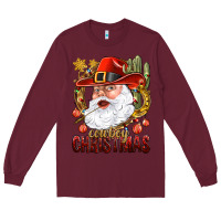 Burgundy Cowboy Christas Santa Long Sleeve Tee - NancyCooperArtShop