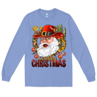 Colony Blue Cowboy Christas Santa Long Sleeve Tee - NancyCooperArtShop
