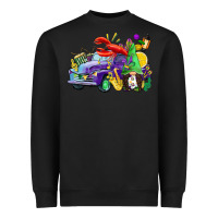 Black mardi gras gnome on the truck Heavyweight Sweatshirt - CowGirlArtShop