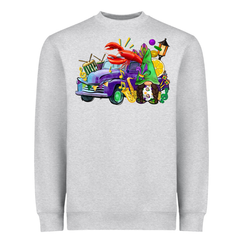 Mardi Gras Gnome On The Truck Heavyweight Sweatshirt by CowGirlArtShop | Teevron