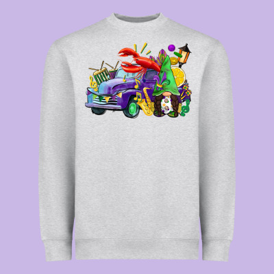 Mardi Gras Gnome On The Truck Heavyweight Sweatshirt Designed By Cowgirlartshop