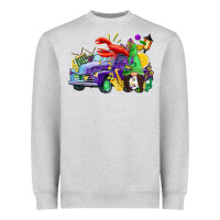 Heather Grey mardi gras gnome on the truck Heavyweight Sweatshirt - CowGirlArtShop