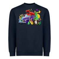 Navy mardi gras gnome on the truck Heavyweight Sweatshirt - CowGirlArtShop