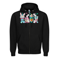 Black Easter bunnies coffee cups Zipper Hoodie - OliviaCreatesArt